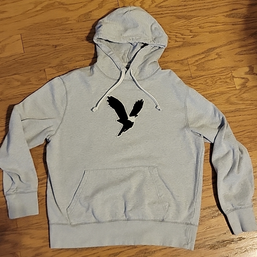 American Eagle Hoodie Sweatshirt Gray Mens Medium